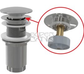 Витло метално Click-Clack 1 1/4" с преливник , голяма пуш и функция за лесно почистване - Витло метално Click-Clack 1 1/4" с преливник , голяма пуш и функция за лесно почистване -